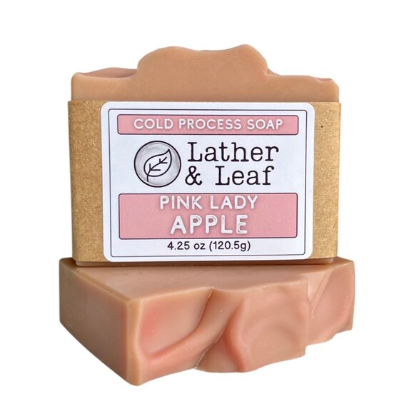 Pink Lady Apple Cold Process Soap Natural Handcrafted Artisan Soap Bar - Picture 1 of 5